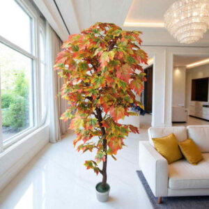 Pohon Maple Kanada Artifisial 150cm Warna Autumn Realistis Dekorasi Rumah Estetik Indoor Modern Natural
