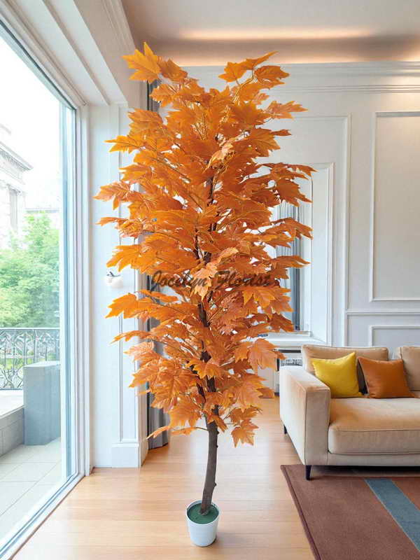 Pohon Maple Palsu Besar Topiary Tinggi 210cm Tanaman Artifisial Realistis Warna Natural Autumn Estetik Premium - Image 2
