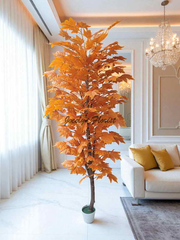 Pohon Maple Palsu Besar Topiary Tinggi 210cm Tanaman Artifisial Realistis Warna Natural Autumn Estetik Premium - Image 5