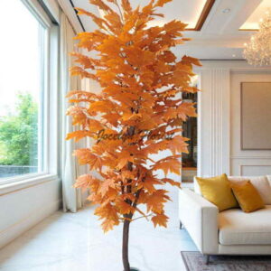 Pohon Maple Palsu Besar Topiary Tinggi 210cm Tanaman Artifisial Realistis Warna Natural Autumn Estetik Premium