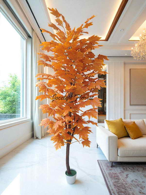 Pohon Maple Palsu Besar Topiary Tinggi 210cm Tanaman Artifisial Realistis Warna Natural Autumn Estetik Premium